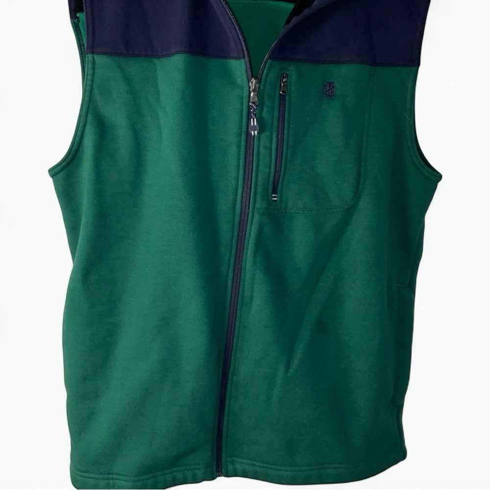 IZOD Advantage Performance Vest Green Navy Full Zip Stretch Size M - Picture 8 of 9